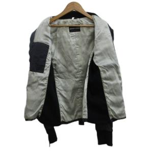 EMPORIO ARMANI ジャケット ブルゾン 上着 48 黒 ブラック ライン 長袖 スタンドカラー VB0427 /PP GY19