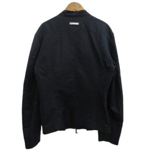 EMPORIO ARMANI jude line シングル ライダース ジャケット 46 黒 ブラック 長袖 スタンドカラー 斜めジップデザイン