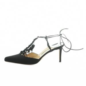 MANOLO BLAHNIK ミュール ピンヒール ビーズ装飾 39 ブラック