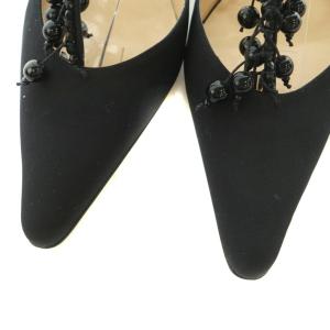 MANOLO BLAHNIK ミュール ピンヒール ビーズ装飾 39 ブラック