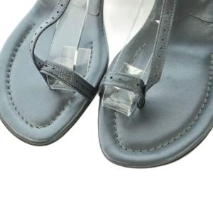 MANOLO BLAHNIK サンダル トング ビーズ装飾 38 グレー ブラック