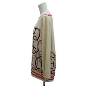 HERMES ニット セーター シルク 42 ベージュ マルチカラー 近年モデル
