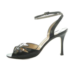 MANOLO BLAHNIK サンダル ストラップ ピンヒール 38.5 25.5cm 黒 /MI GY19