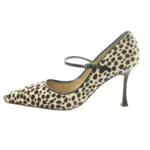MANOLO BLAHNIK パンプス ハラコ レオパード柄 37.5 オフホワイト