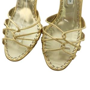MANOLO BLAHNIK サンダル ストラップ ピンヒール 38.5 ゴールドカラー