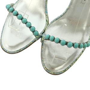 MANOLO BLAHNIK サンダル ストラップ ピンヒール 38 ライトブルー シルバーカラー