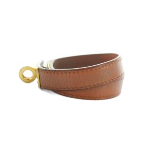 HERMES ドゥブルトゥール ブレスレット アクセサリー バングル 2連 ケリー 刻印 レザー 茶 ブラウン GY19