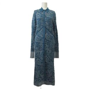 19AW シャツワンピース ニット ローズ ラメ ブルー