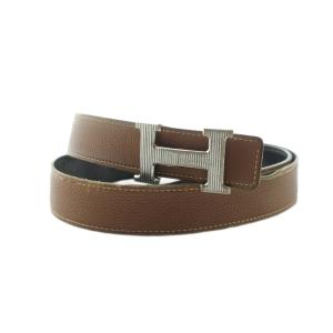 HERMES ベルト ロゴ コンスタンス レザー ブラウン