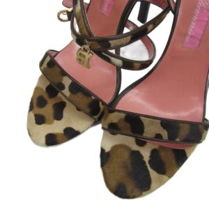 Blumarine ストラップサンダル ピンヒール ハイヒール ハラコ レオパード柄 ヒョウ柄 37 ベージュ /SM10