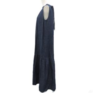 Max Mara Intrend ワンピース デニム クルーネック 42 紺 ネイビー ノースリーブ リボン ロング丈 マキシ丈