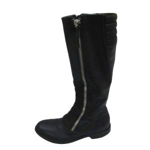 DIESEL ロングブーツ レザー ダブルジップ 39 黒 ブラック /SM35 GY19