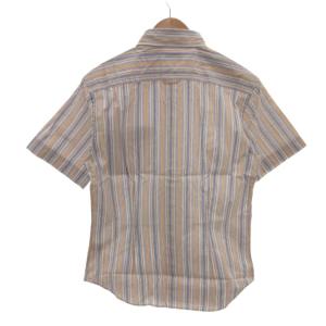 PAUL SMITH 美品 半袖シャツ シャツカラー ストライプ柄 マルチカラー 柄合わせ 胸ポケット M コットン /MX