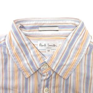 PAUL SMITH 美品 半袖シャツ シャツカラー ストライプ柄 マルチカラー 柄合わせ 胸ポケット M コットン /MX