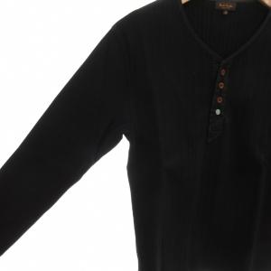Paul Smith COLLECTION 美品 Tシャツ ロンT 長袖 ヘンリーネック マルチボタン ダークネイビー M コットン /MX