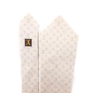 LOUIS VUITTON ネクタイ レギュラータイ 絹 シルク モノグラム 総柄 白 ホワイト ライトブルー /JS GY03