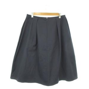 JIL SANDER NAVY スカート 42 紺 ネイビー タック入り フレア ミディ丈 /AO27 GY03