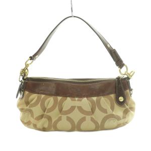 COACH オプアート ハンドバッグ シグネチャー柄 ベージュ 茶 12950 /MI GY12