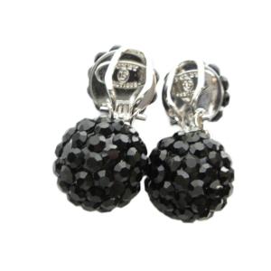 FOXEY BOUTIQUE イヤリング アクセサリー 両耳用 ラインストーン 黒 ブラック GY64 /MQ