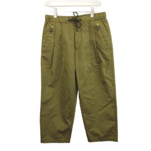 イージーパンツ ワイドテーパード ツータック ドローストリング ジップフライ 48R L 茶色 ブラウン