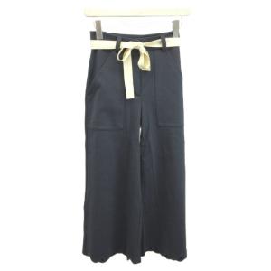 ガウチョパンツ スカラップ ベルト付き パンツ XS 紺 ネイビー スカラップ ベルト付き /MD GY19