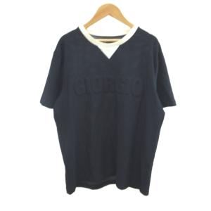 Tシャツ 50 ダークネイビー メッシュ 立体ロゴ Vガゼット 半袖 /KK GY19