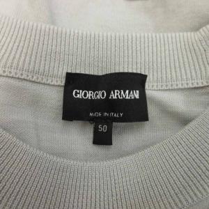GIORGIO ARMANI ニット セーター ウール カシミヤ混 長袖 クルーネック パイピング 50 XL グレー /XZ GY19