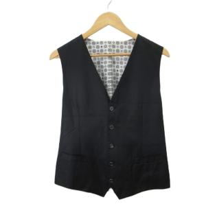 SARTORIA ジレ ベスト 絹 シルク  黒 ブラック Vネック 総柄 /SH GY19