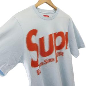 Supreme 半袖Tシャツ M ライトブルー レッド