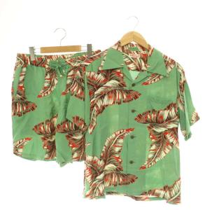 セットアップ アロハシャツ ショートパンツ BANANA LEAF レーヨン M グリーン マルチカラー
