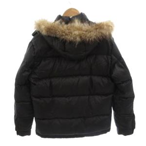 PS Paul Smith ダウンジャケット ジャンパー ナイロン L 黒 ブラック ファー付きフード 胸ポケット 無地 長袖 273309