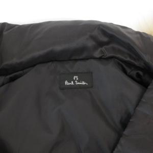 PS Paul Smith ダウンジャケット ジャンパー ナイロン L 黒 ブラック ファー付きフード 胸ポケット 無地 長袖 273309