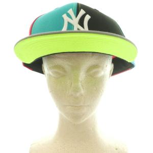 NEW ERA 59FIFTY キャップ 帽子 ヤンキース ロゴ 刺繍 8 63.5cm マルチカラー グレー ターコイズブルー