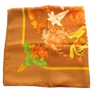 HERMES カレ90 スカーフ REGINA 女王陛下 花柄 シルク マルチカラー