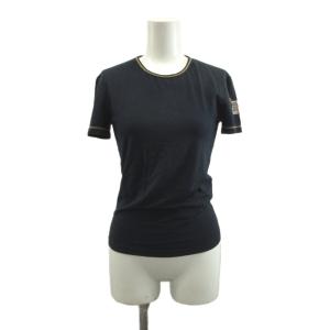 Tシャツ カットソー 42 紺 ネイビー クルーネック 半袖 ロゴプリント トップス /YU GY64