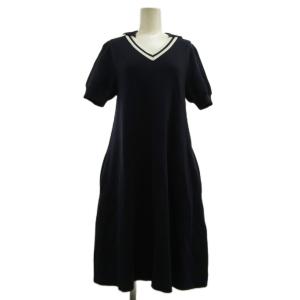 テニスセータードレス Tennis Sweater Dress ワンピース 40 ネイビー 紺 白 ホワイト
