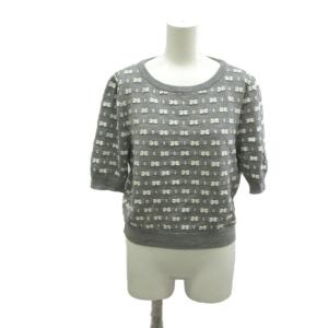 45453 Knit Top Royale セーター ウール 40 グレー ホワイト