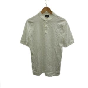 ポロシャツ 半袖 ロゴジャガード 50 白 ホワイト バンドカラー /KK GY19