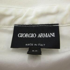 GIORGIO ARMANI ポロシャツ 半袖 ロゴジャガード 50 白 ホワイト バンドカラー /KK GY19
