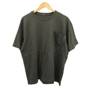 ベーシック無地Tシャツ 半袖Tシャツ  ダークグレー クルーネック 半袖 胸ポケット 01-24-07-52-300