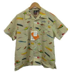 ビームス BEAMS ナイロン製半袖シャツ XS ベージュ ルアー柄 総柄 122 PM0135 /KK
