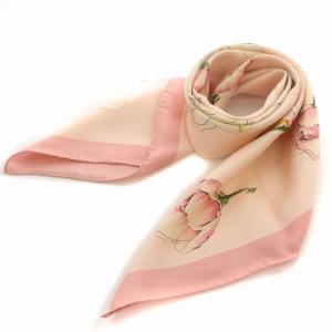 TIFFANY&Co. スカーフ 花柄 フラワーモチーフ 絹 シルク ピンク