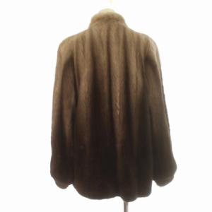 SAGA MINK 銀サガ ミンクファー コート 毛皮 グラデーション 裏地総柄 大きいサイズ 13号 ブラウン