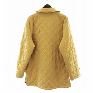 Valstar キルティングジャケット ブルゾン シングル ステンカラー 長袖 ミドル 裏地チェック柄 総裏地 48 M 黄 イエロー GY18