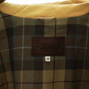 Valstar キルティングジャケット ブルゾン シングル ステンカラー 長袖 ミドル 裏地チェック柄 総裏地 48 M 黄 イエロー GY18