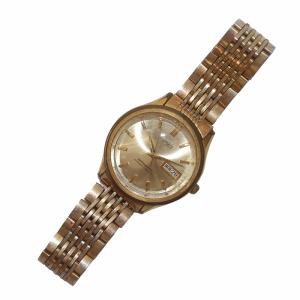 SEIKO マチックR 27石 腕時計 ヴィンテージ アンティーク ウォッチ 手巻き デイデイト ラウンド 3針 イルカ裏蓋 ゴールドカラー