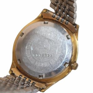 SEIKO マチックR 27石 腕時計 ヴィンテージ アンティーク ウォッチ 手巻き デイデイト ラウンド 3針 イルカ裏蓋 ゴールドカラー