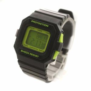 CASIO G-SHOCK ミニ MINI 腕時計 ウォッチ デジタル デイト カレンダー付き ロゴ 緑文字盤 スクエア 黒 ブラック GMN-550