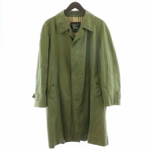 60s 70s ヴィンテージ ステンカラーコート 裏地ノバチェック グリーン