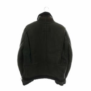 HARLEY DAVIDSON ムートンジャケット ブルゾン アウター 羊革 レザー ボア ハイネック ジップアップ L 黒 ブラック 茶色 ブラウン